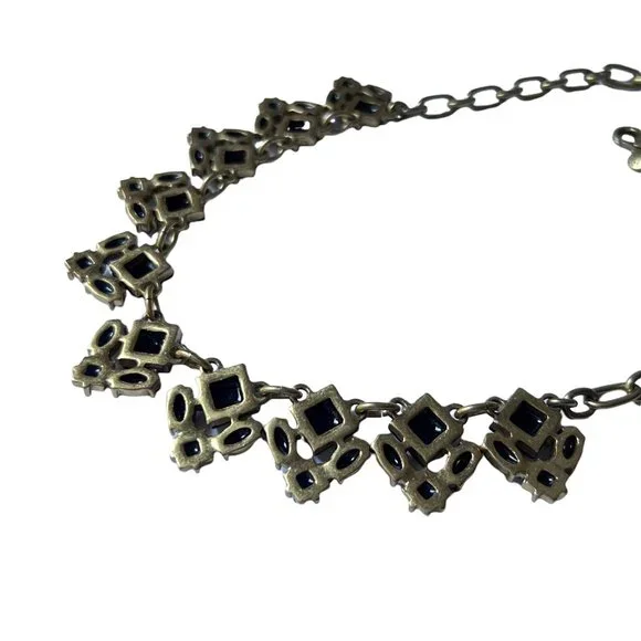 J Crew Gold Black Crystal Adjustable Statement Necklace - Picture 8 of 12